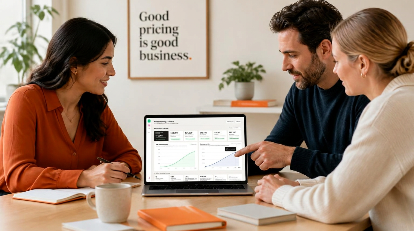 Commercial team reviewing pricing and promotions together on Tinkery